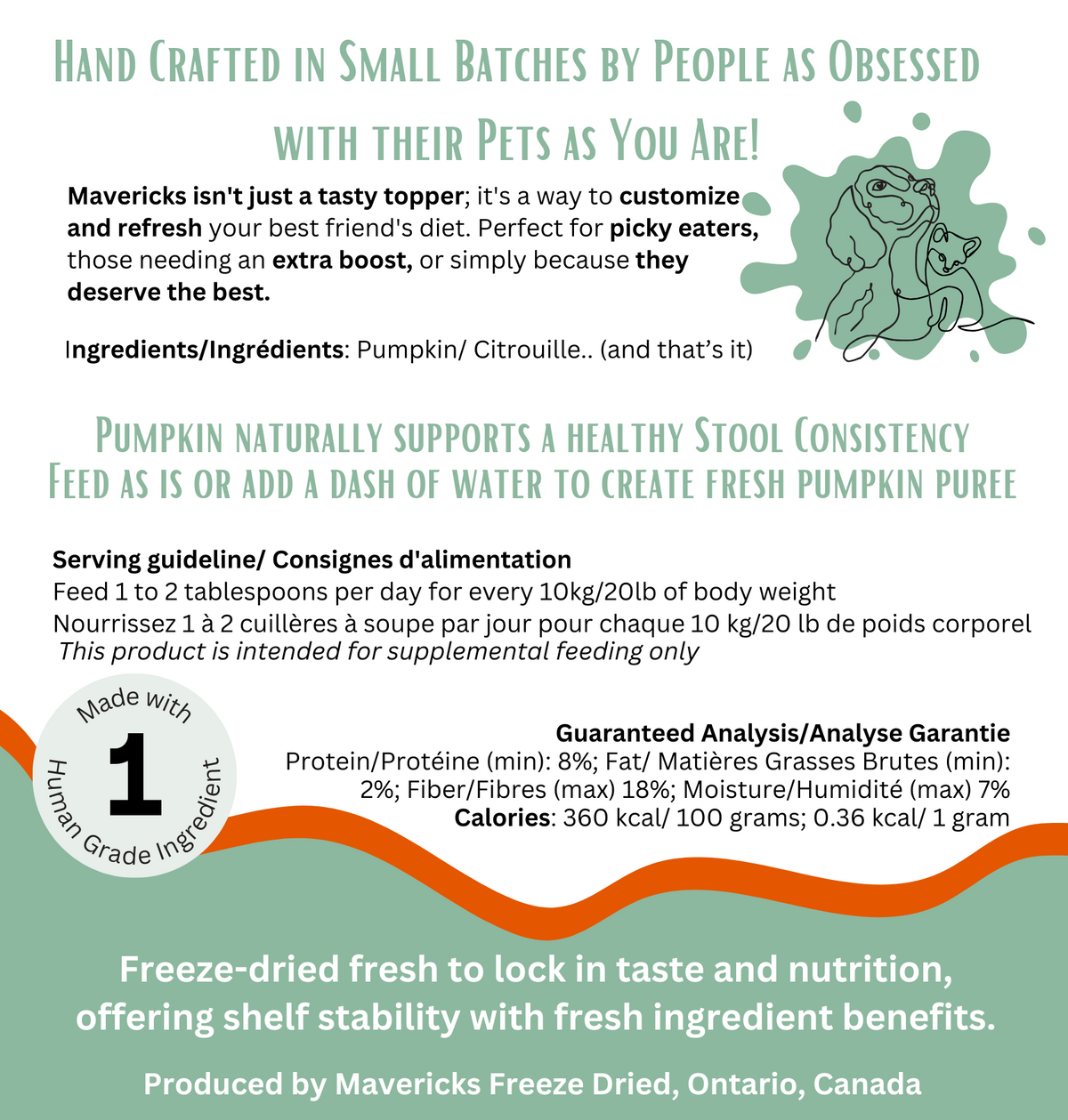 Freeze Dried Pumpkin for Dogs & Cats - Gut & Stool Support Dog and Cat Food Topper