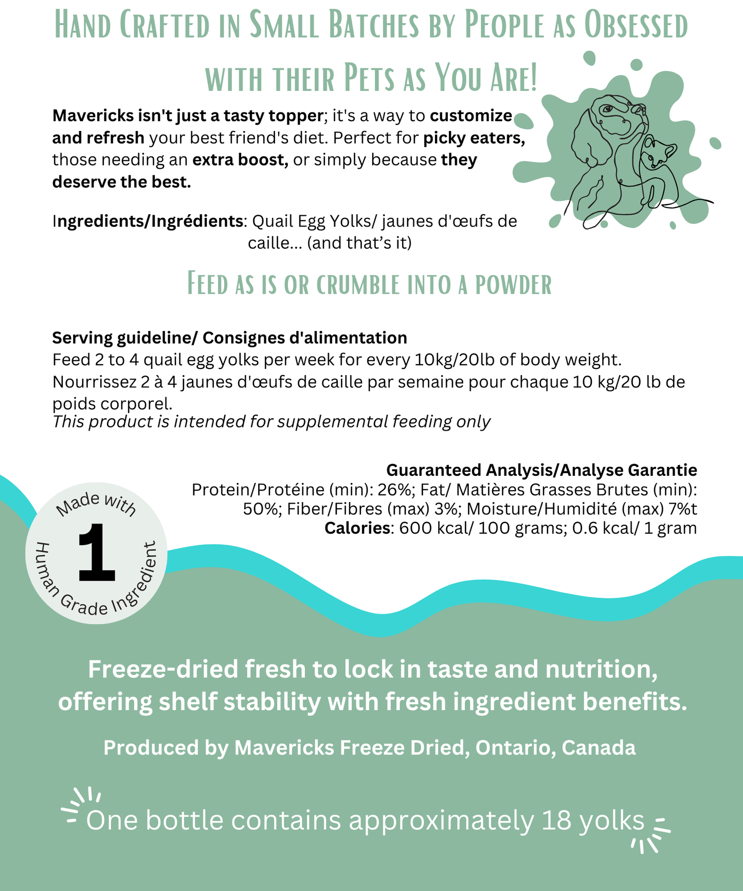 Freeze Dried Quail Egg Yolks for Dogs & Cats, Skin & Coat, Antioxidant Dog & Cat Food Topper