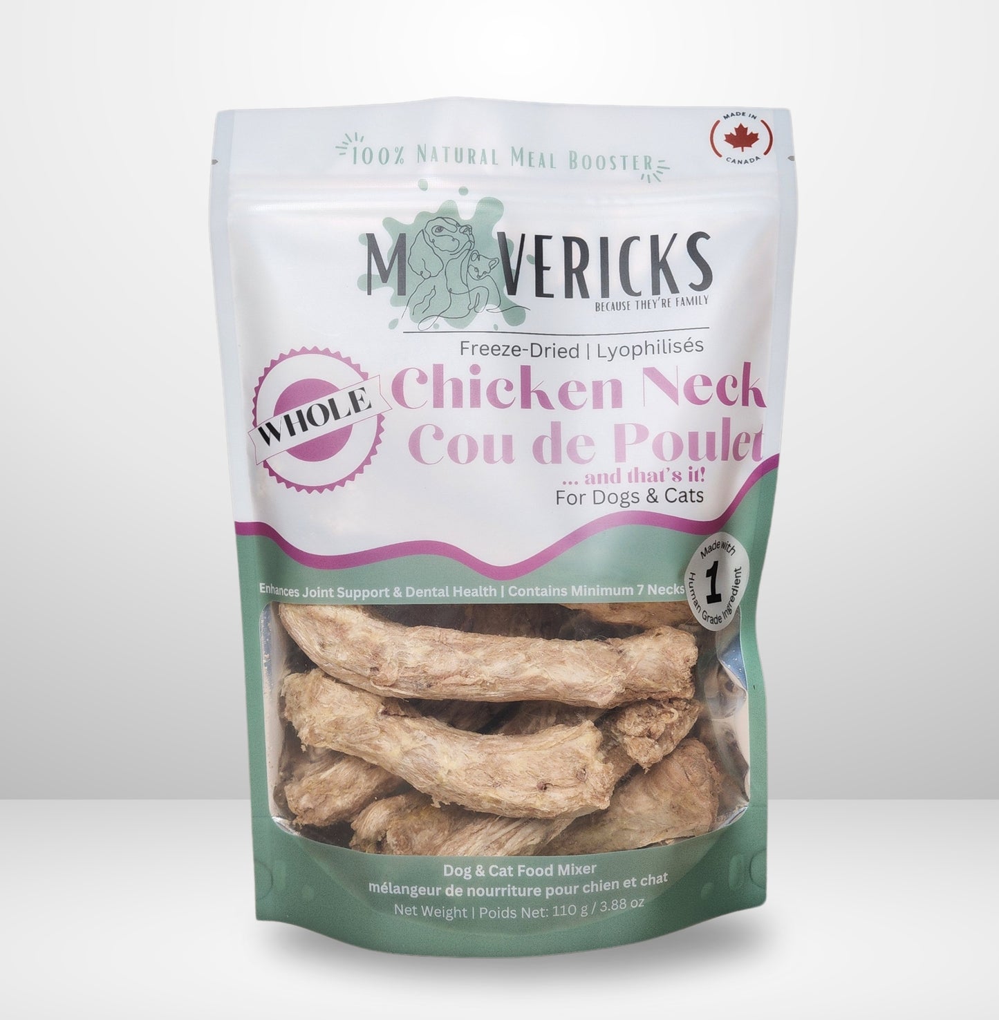 Freeze Dried Whole Chicken Necks for Dogs & Cats - Joint & Dental Support Dog & Cat Food Topper