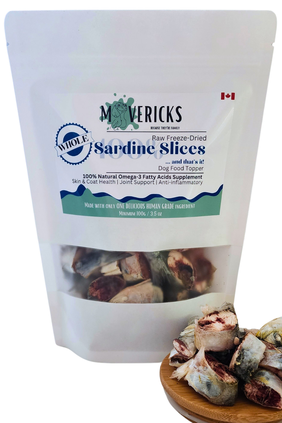 Freeze Dried Sardine Slices for Dogs, Skin & Coat Support Dog Food Topper