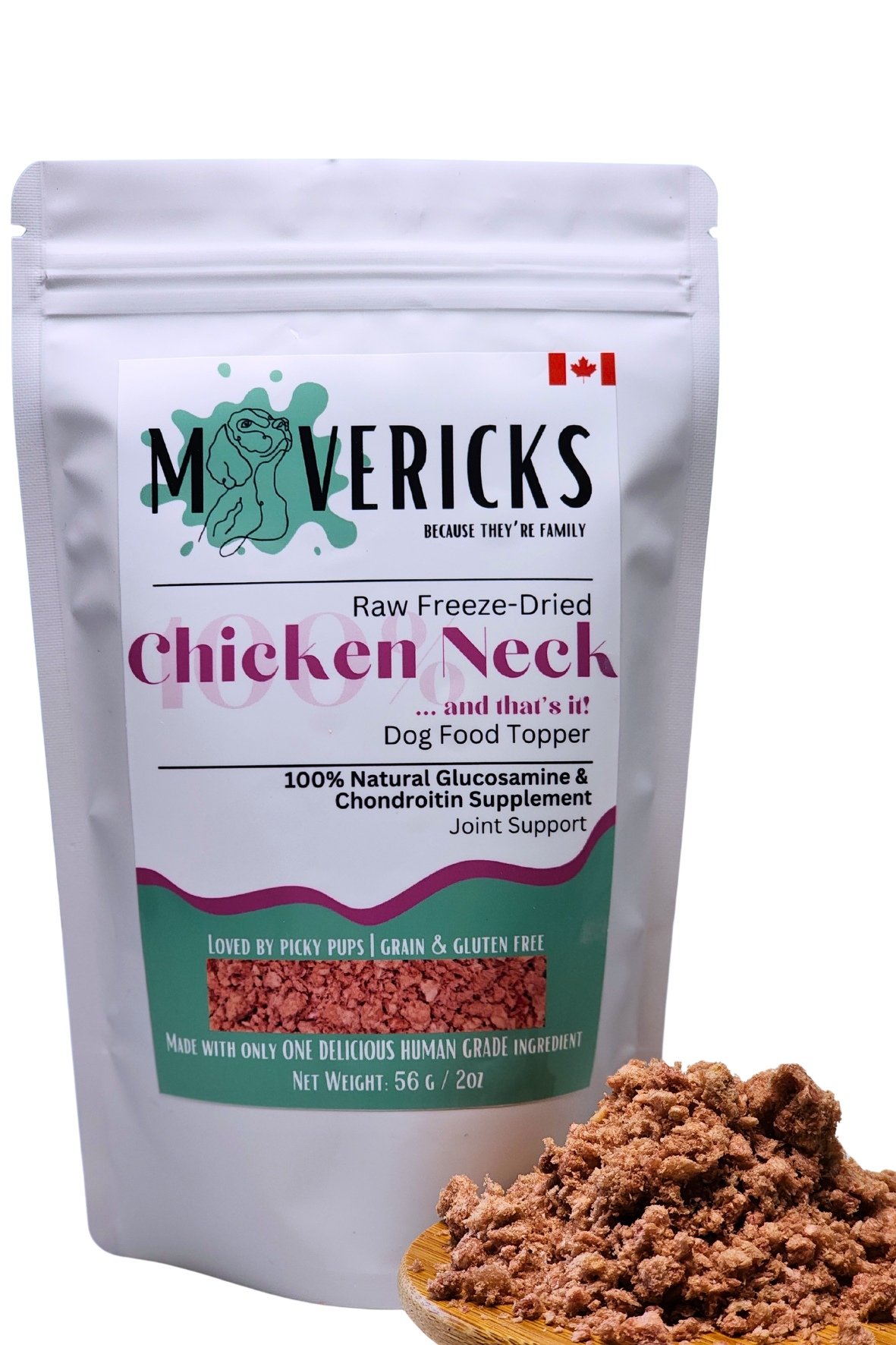 Freeze Dried Chicken Neck Powder for Dogs - Joint Support Dog Food Topper
