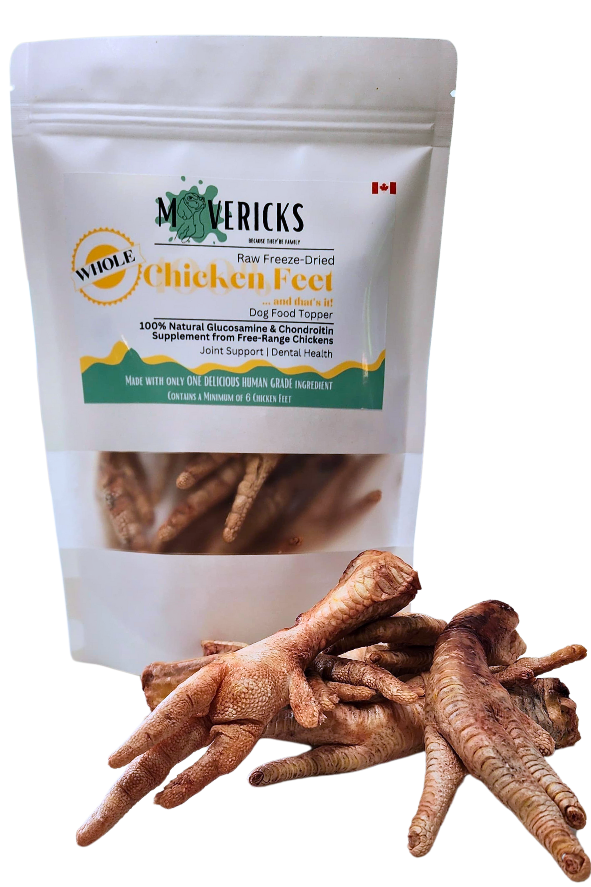 Freeze Dried Whole Chicken Feet for Dogs, Joint & Dental Support Dog Food Topper