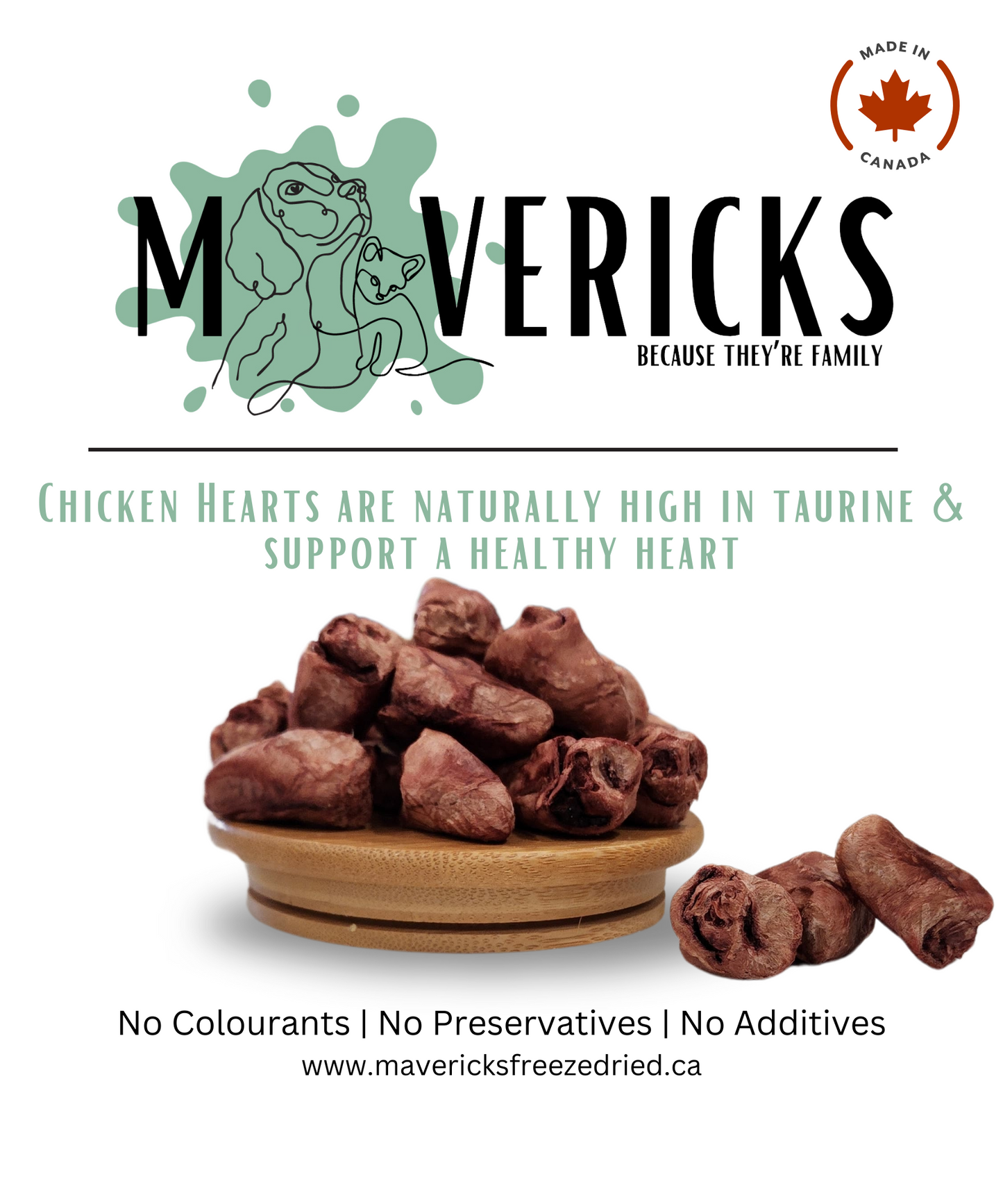 Freeze Dried Chicken Hearts for Dogs & Cats - Overall Health Dog & Cat Food Topper