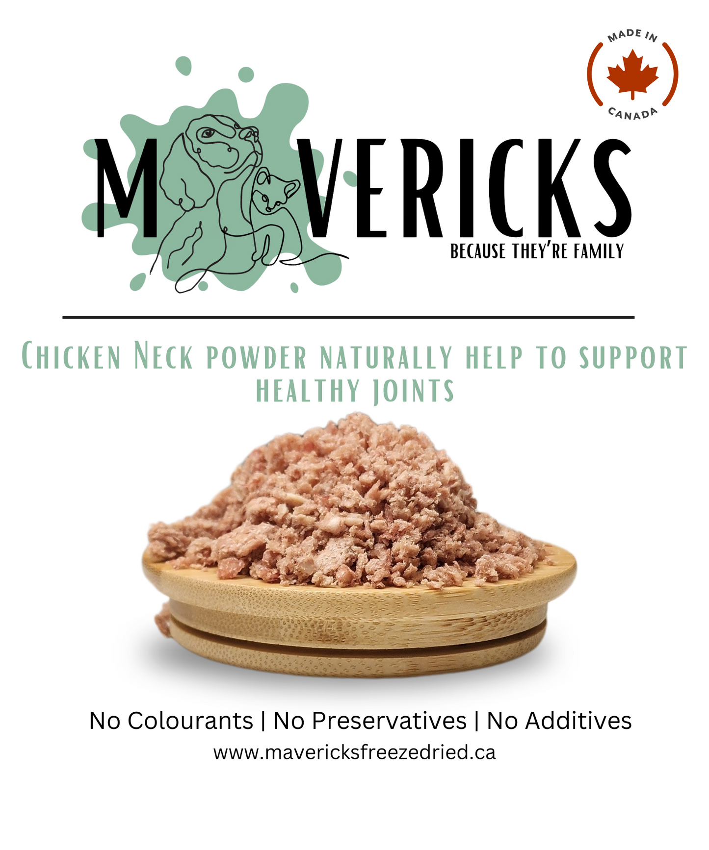 Freeze Dried Chicken Neck Powder for Dogs & Cats - Joint Support Dog & Cat Food Topper