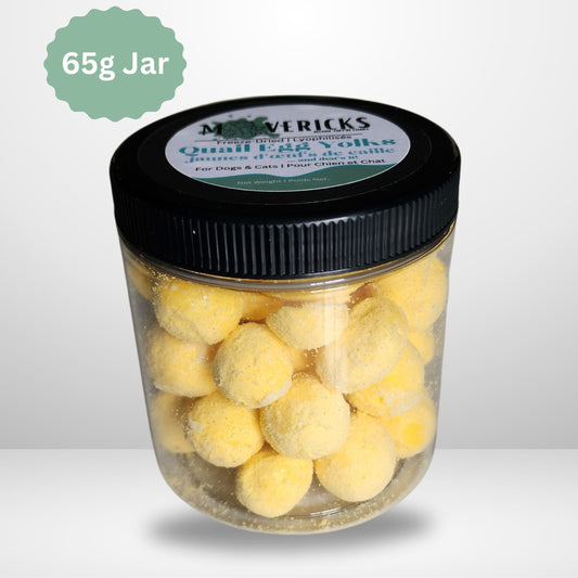 Freeze Dried Quail Egg Yolks 65g Jar for Dogs & Cats, Skin & Coat, Antioxidant Dog & Cat Food Topper