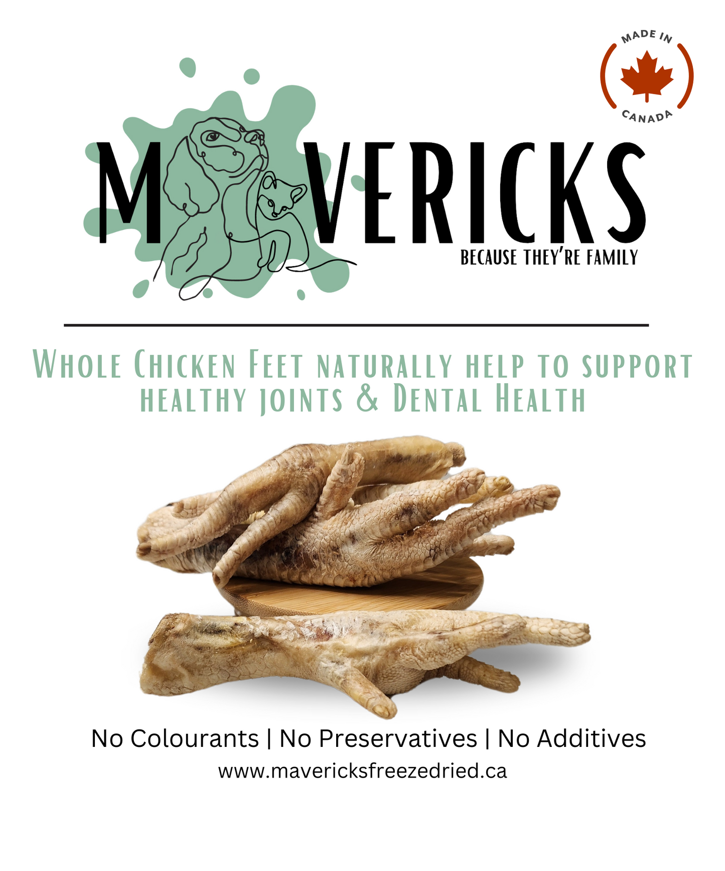 Freeze Dried Whole Chicken Feet for Dogs & Cats, Joint & Dental Support Dog & Cat Food Topper