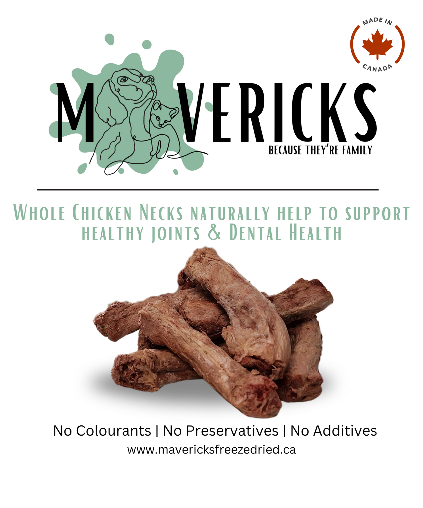 Freeze Dried Whole Chicken Necks for Dogs & Cats - Joint & Dental Support Dog & Cat Food Topper